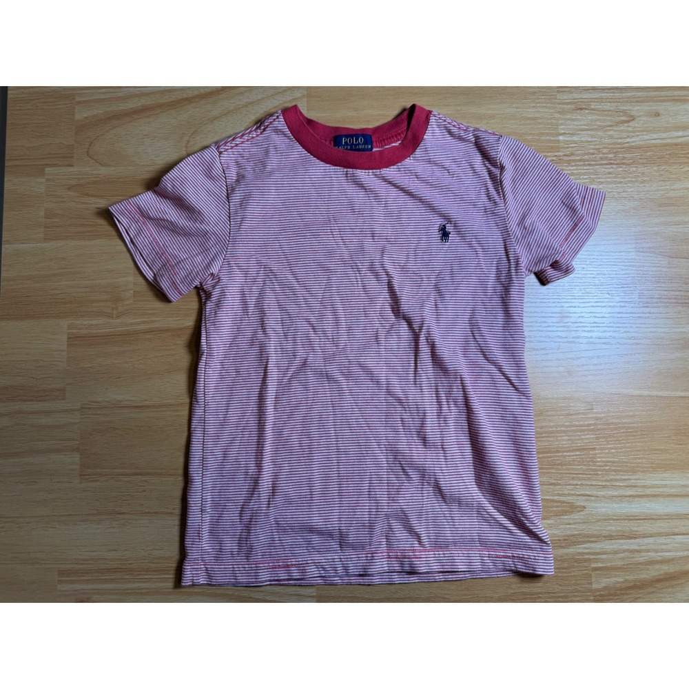 Polo Ralph Lauren Boys Size 6 Red White Striped Short Sleeve T-Shirt Pony Logo